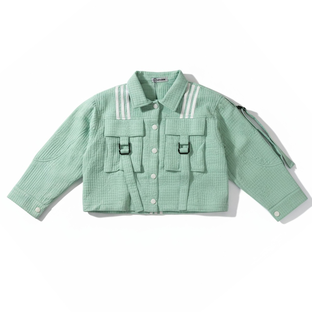 تصویر  تونیک دخترانه پارچه پفکی مدل 2 جیب از 8سال تا 13