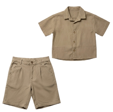 تصویر  پیراهن و شلوارک پسرانه حصیری مدل لش