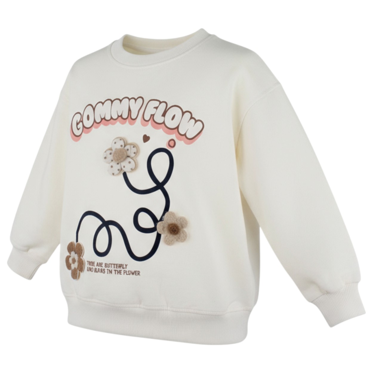 تصویر  بلوز دخترانه دو نخ لاکرا مدل سه گل کوچک برجسته