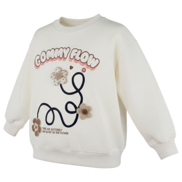 تصویر  بلوز دخترانه دو نخ لاکرا مدل سه گل کوچک برجسته