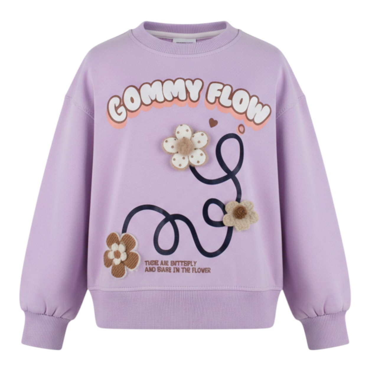 تصویر  بلوز دخترانه دو نخ لاکرا مدل سه گل کوچک برجسته