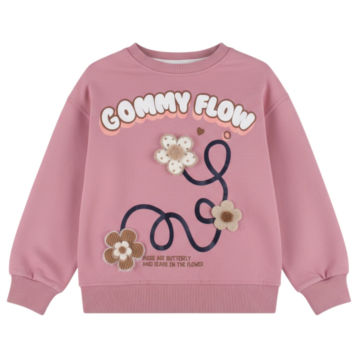 تصویر  بلوز دخترانه دو نخ لاکرا مدل سه گل کوچک برجسته