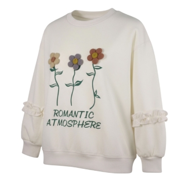 تصویر  بلوز دخترانه دو نخ لاکرا مدل سه گل آستین چین دار