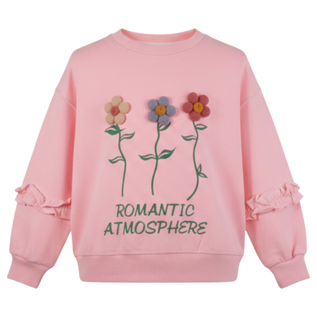 تصویر  بلوز دخترانه دو نخ لاکرا مدل سه گل آستین چین دار