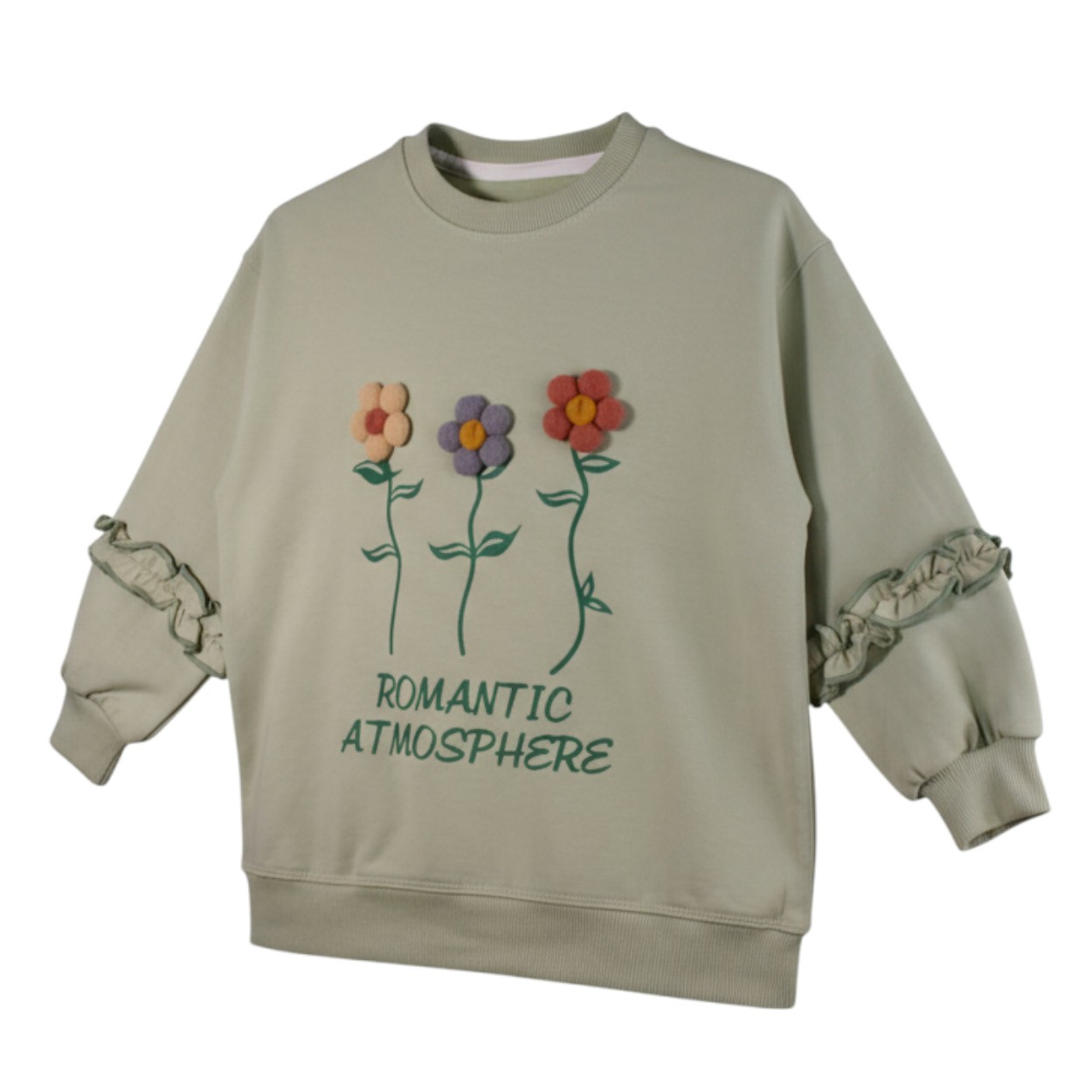 تصویر  بلوز دخترانه دو نخ لاکرا مدل سه گل آستین چین دار