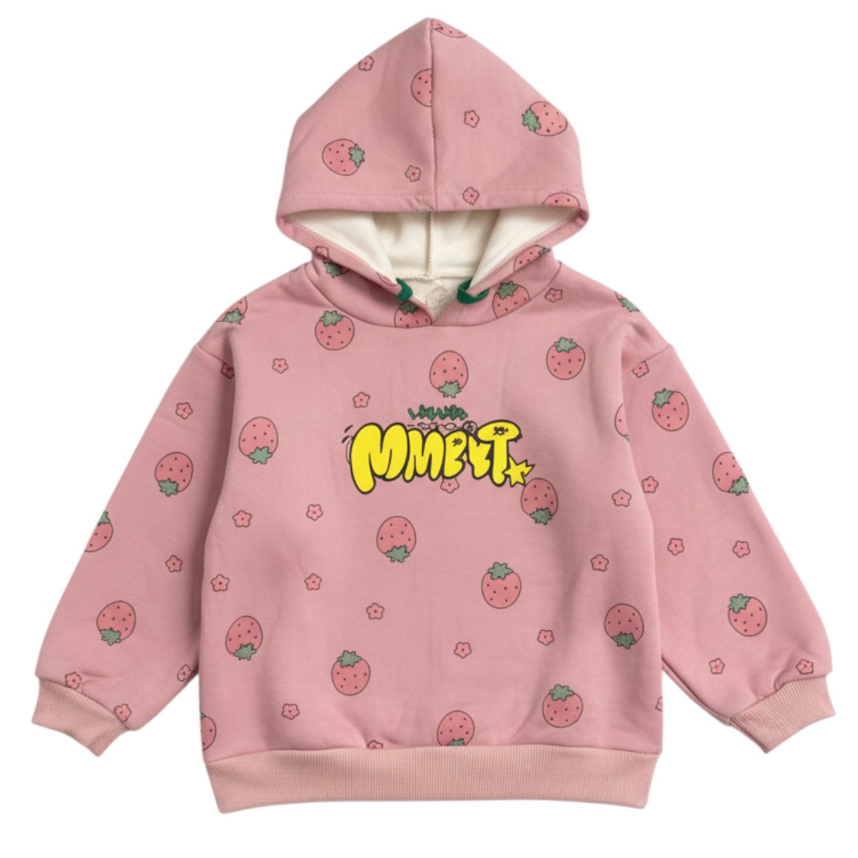 تصویر  هودی داخل کرکی دخترانه دورس مدل توت فرنگی از 5سال تا 13