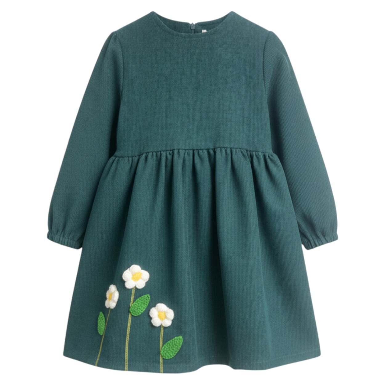 تصویر  پیراهن دخترانه کتان مدل پائین سه گل از 3سال تا 7