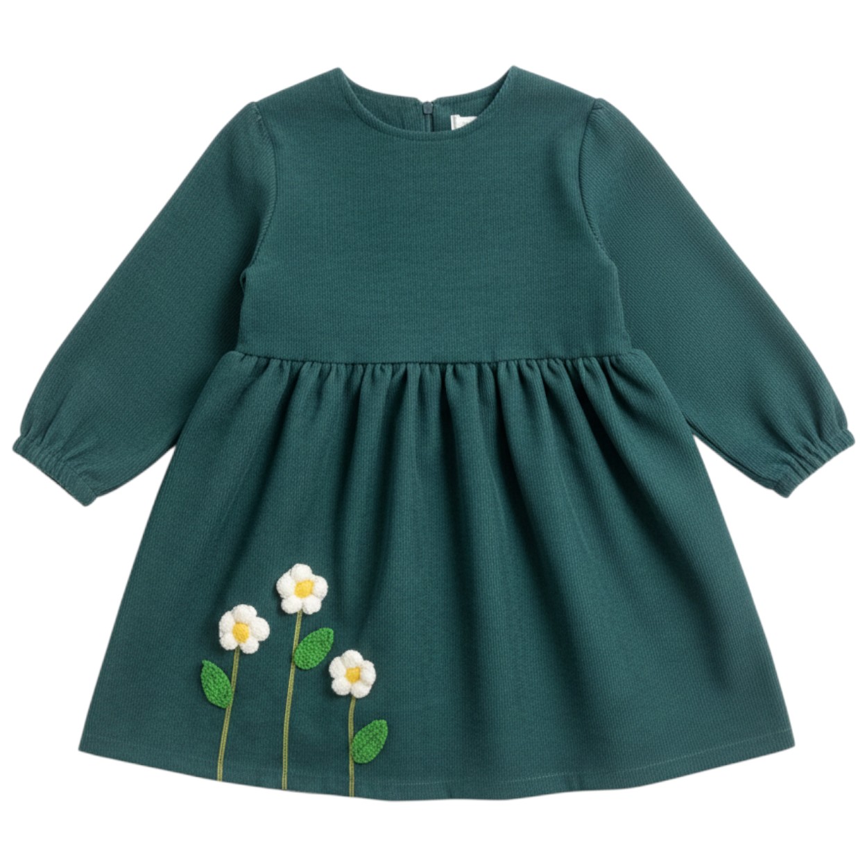 تصویر  پیراهن دخترانه کتان مدل پائین سه گل از 3سال تا 7