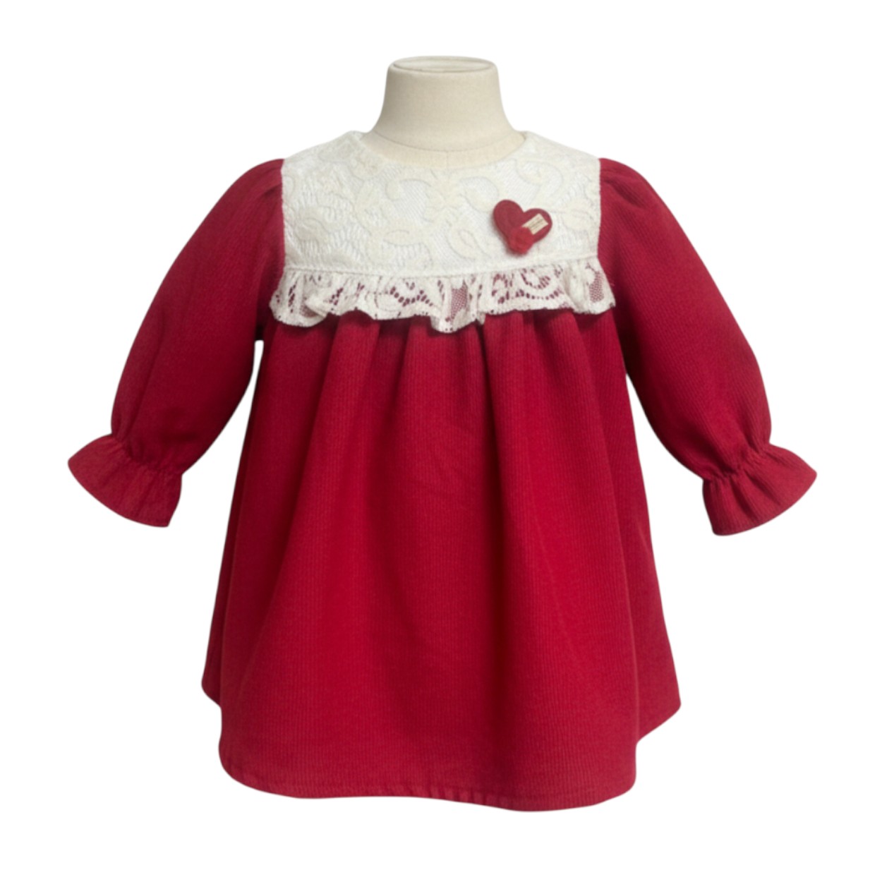 تصویر  پیراهن دخترانه مخمل مدل گیپور دار از2 تا 8سال