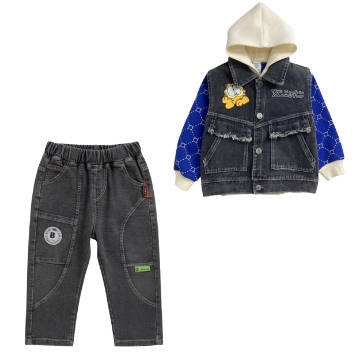 تصویر  وست و شلوار و هودی پسرانه جین - جین - دو نخ پنبه مدل گارفیلد از2 تا 8سال